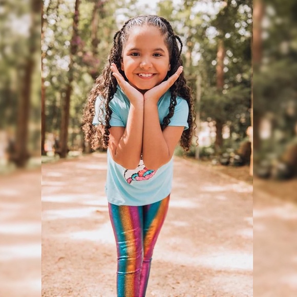 🌈🌈APPAMAN metallic rainbow shiny legging NWT- size 8/10-10/12 🌈🌈 - Picture 4 of 9